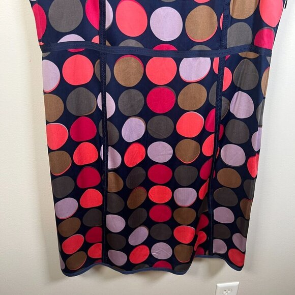 Boden Silk Sheath Dress Size 12 Polka Dot Blue Retro Preppy Work Office Career - Picture 5 of 10